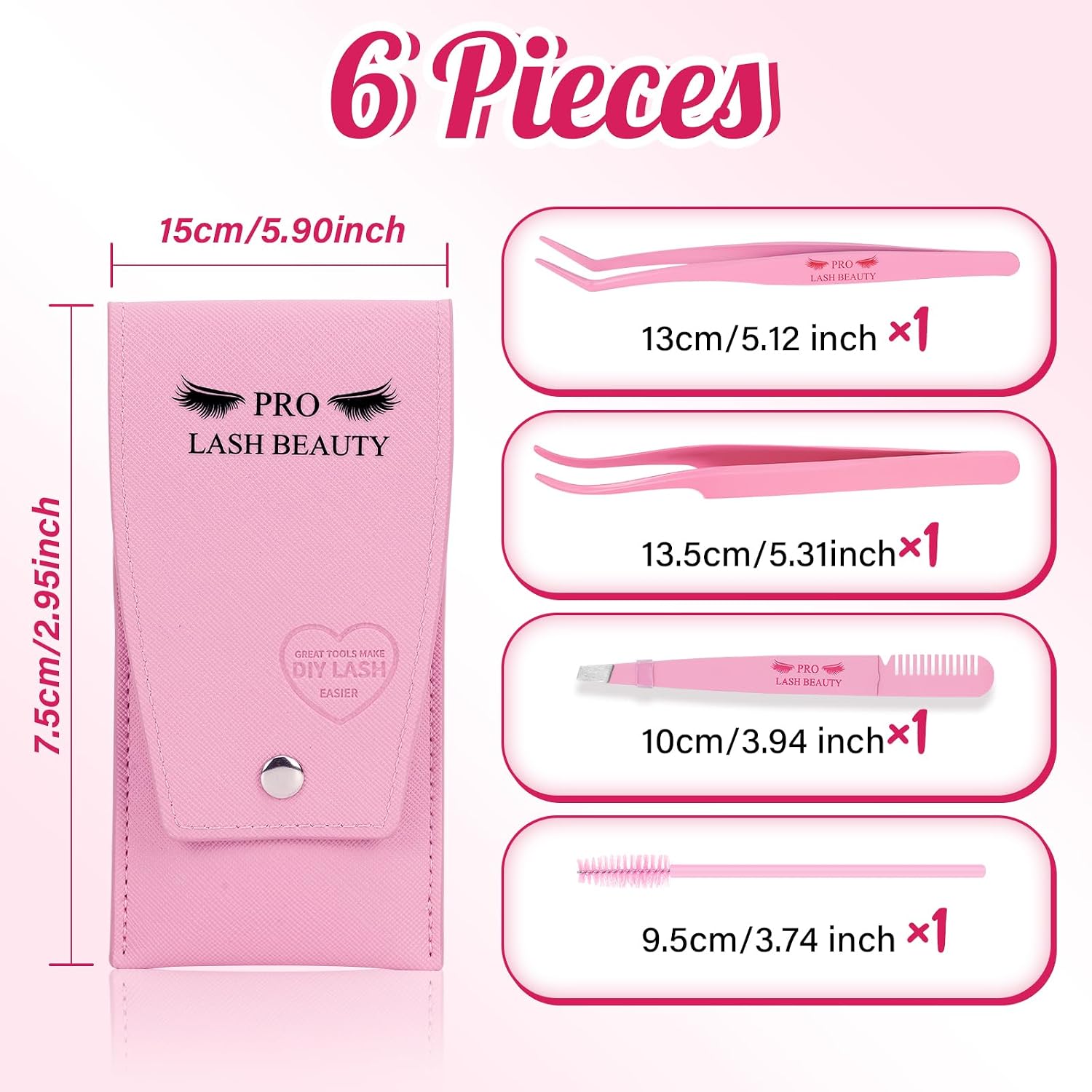 PRO Lash Tweezers Eyelash Applicator 3 IN 1 Tweezers Kit with Brush(3 pcs-02)