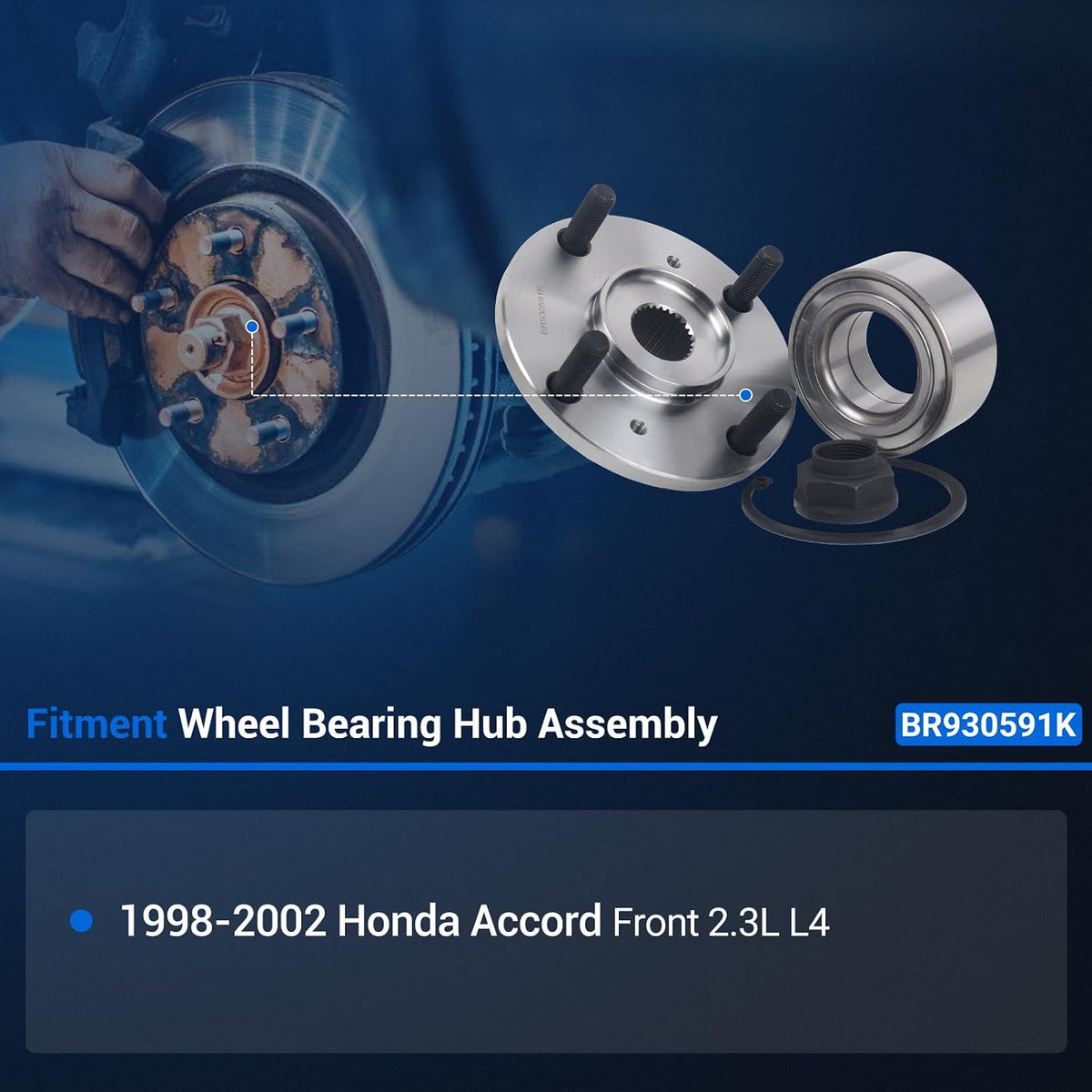 Autoround BR930591K Front Wheel Hub Assembly Fits Honda Accord 2.3L 98-02