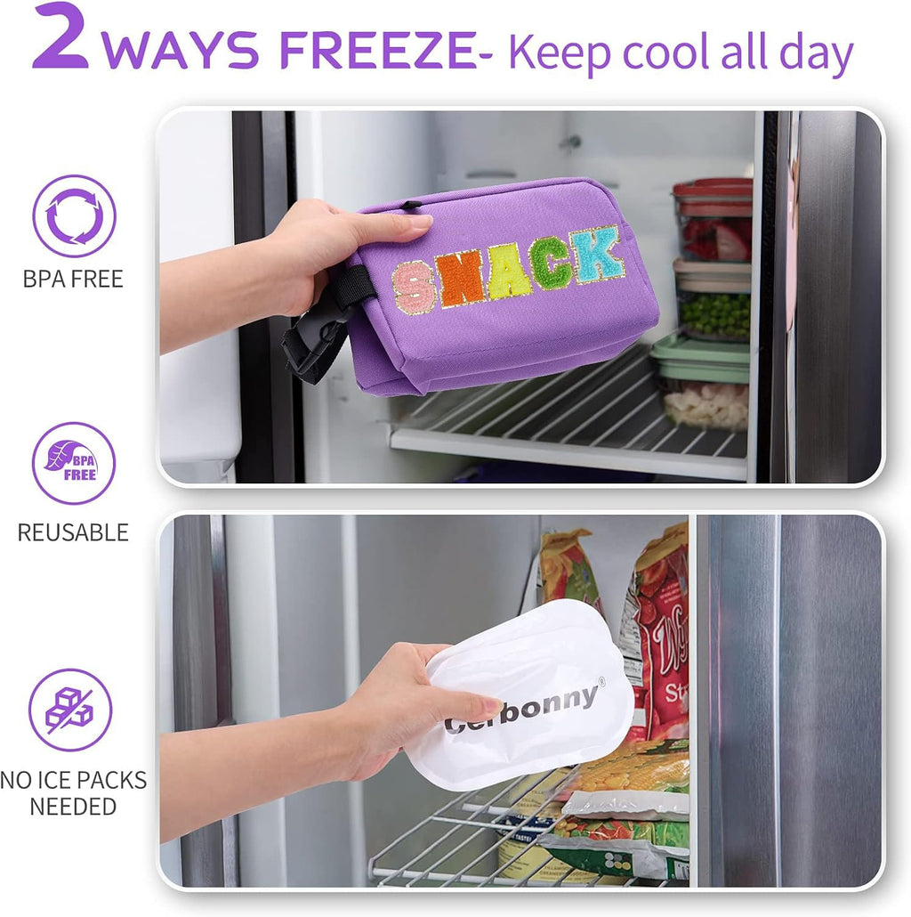Freezable Snack Bag, Built-In Ice Pack, Mini Cooler Bag
