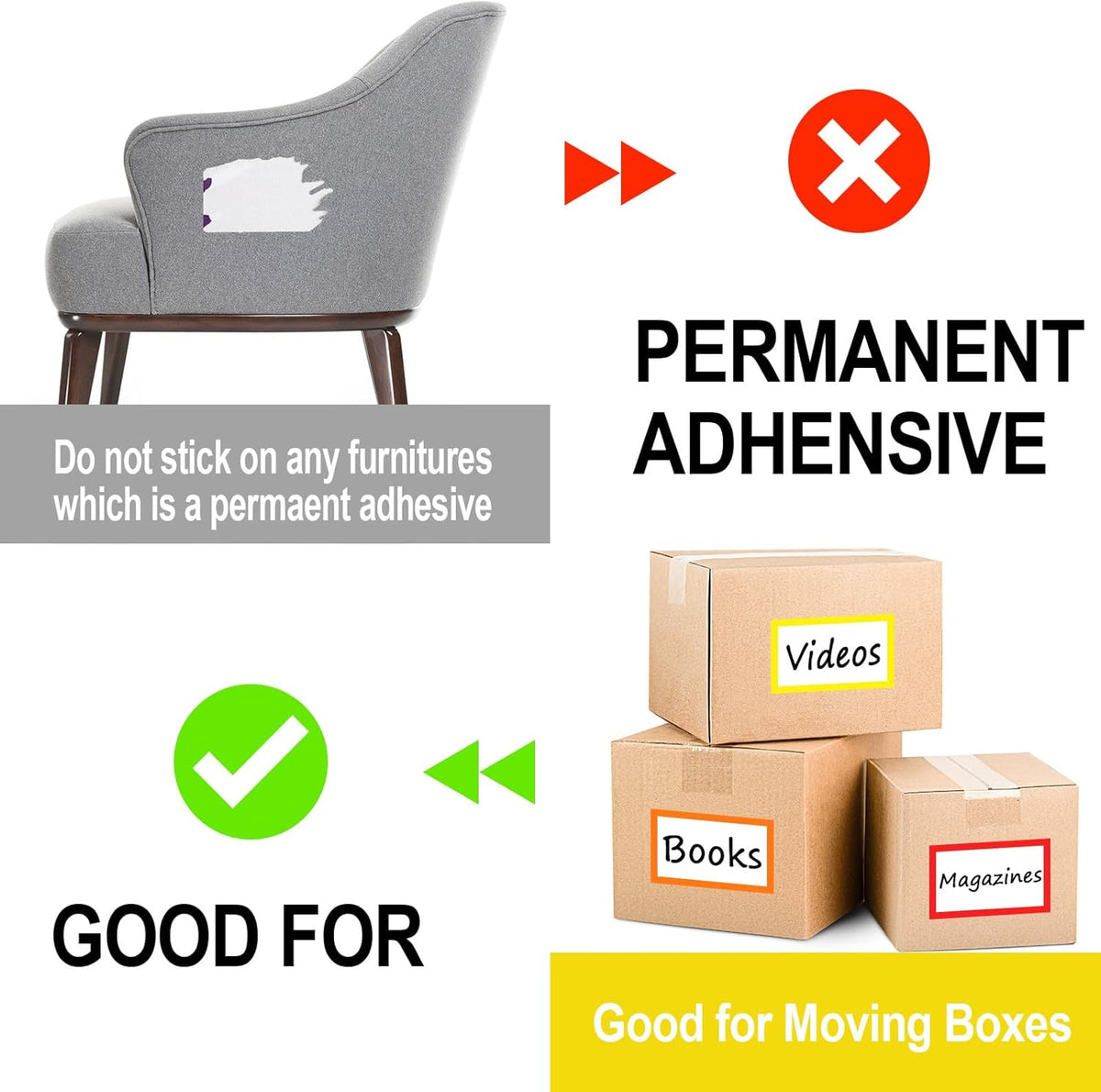 6 x 4 inch Large Moving Labels for Boxes, Blank Moving Boxes Labels Stickers, 160pcs 8 Color Coded Moving Stickers