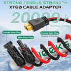 12AWG XT60 Solar Cable 10FT, XT60 Charging Cable 3 15 20 30 40 50FT, XT60 Adapter for Solar Panel to Portable Power Station Solar Generator