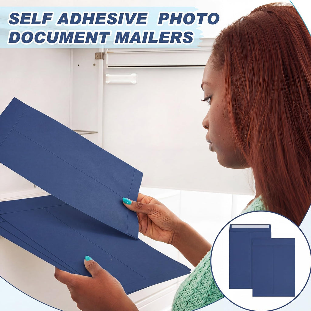 100 Pcs 9''x12'' Catalog Envelopes Self Adhesive Manila,Navy Blue