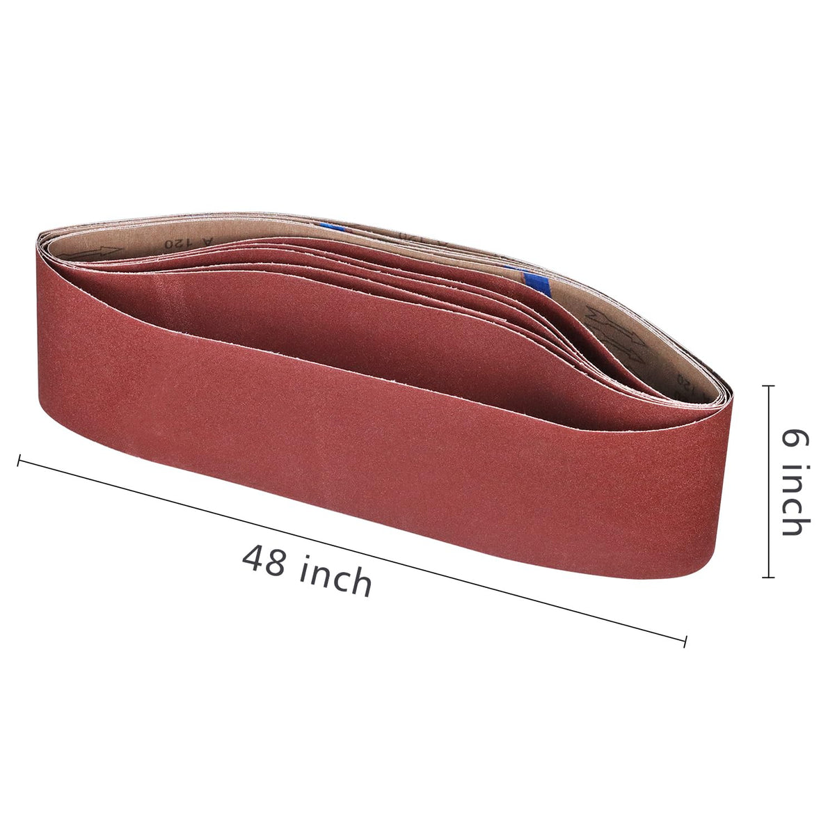 6 x 48 Sanding Belts 120 Grit,6 Pack