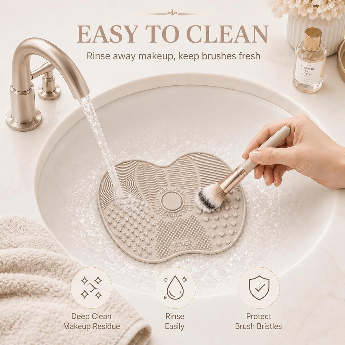 Makeup Brush Cleaner Mat 2 Pack, Silicone Suction Pad, Grey