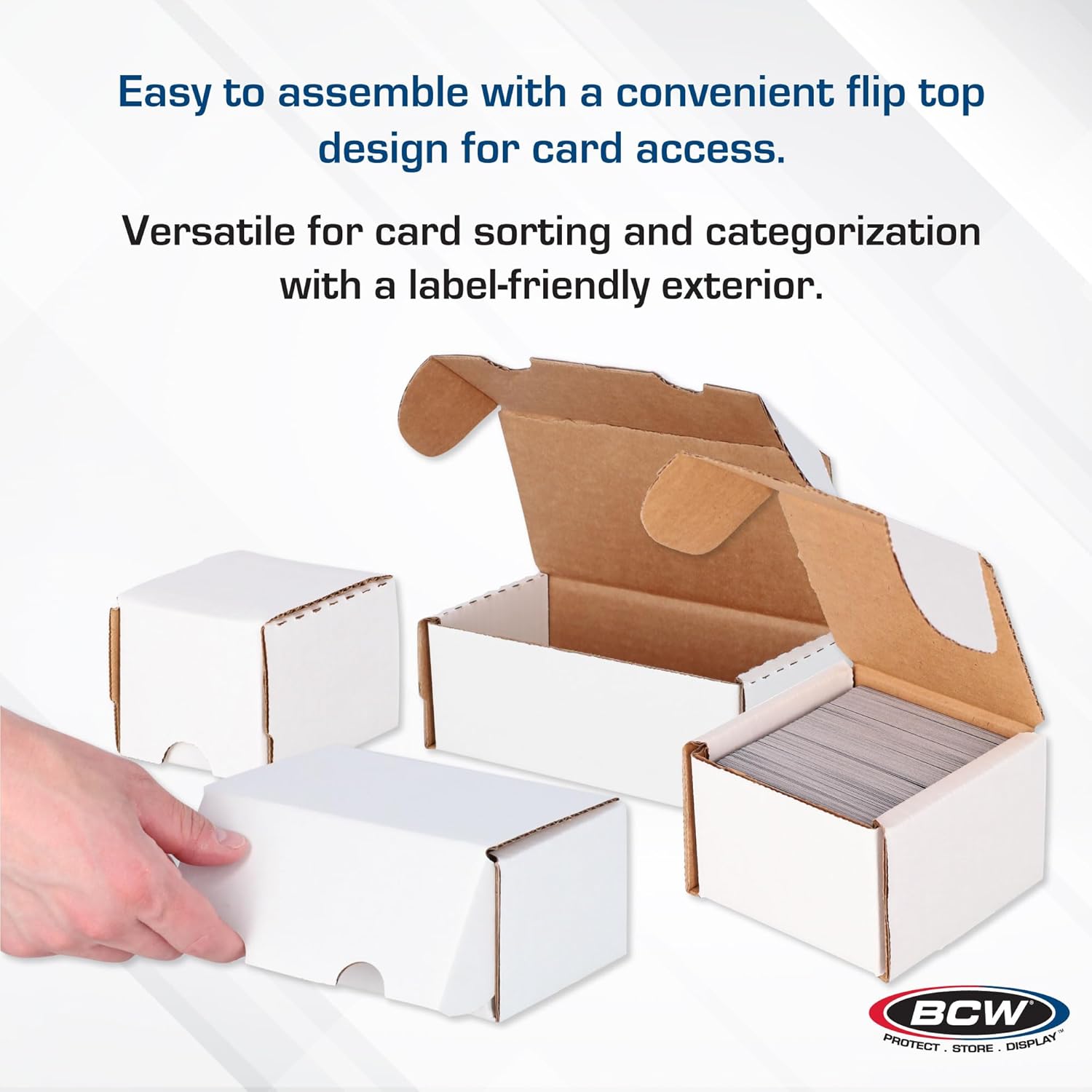 400-Count Trading Card Storage Box - 2 Pack | Baseball Card Storage Box for Sports Cards | Cardboard Organizer for