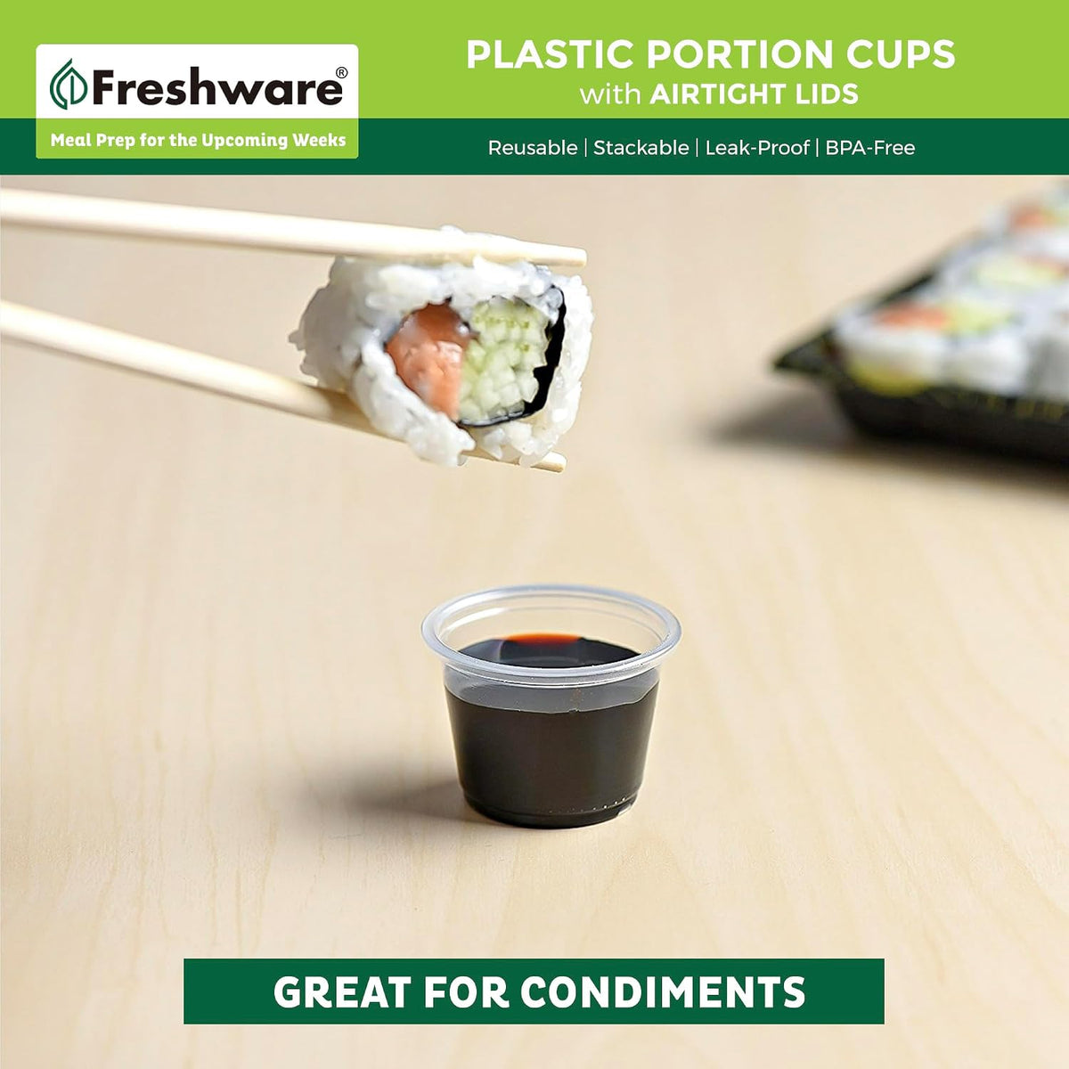 Plastic Portion Cups with Lids [1 Ounce, 200 Sets] Disposable Plastic Cups for Meal Prep, Salad Dressing, Jellos Shot