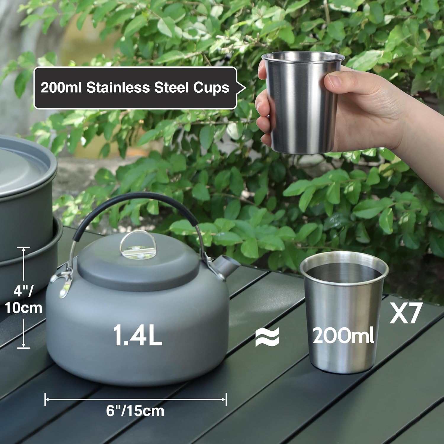 6/10/11/12/14/15/19 PCS Camping Cookware Mess Kit Camping Gear Campfire Utensils Lightweight Stackable Pot Pan Bowls