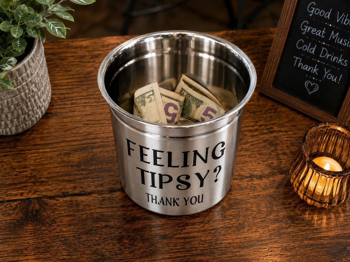Tip Jar for Bartenders, Restaurants & Musicians, Feeling Tipsy Tip Bucket