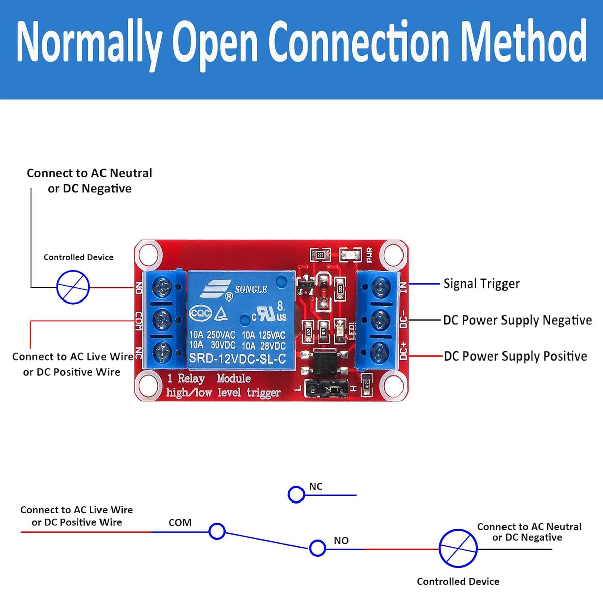 4pcs DC 5V Relay Module - 1 Channel Relay Switch Board with Optocoupler Isolation, High or Low Level Trigger