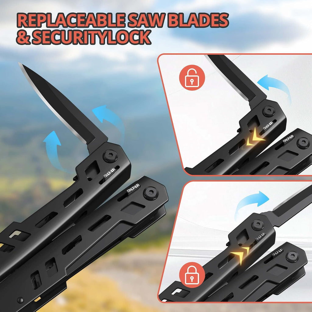 Multitool 17-in-1 Stainless Steel Multi Tool with Pocket Knife Needle Nose Pliers Bottle Opener Screwdriver