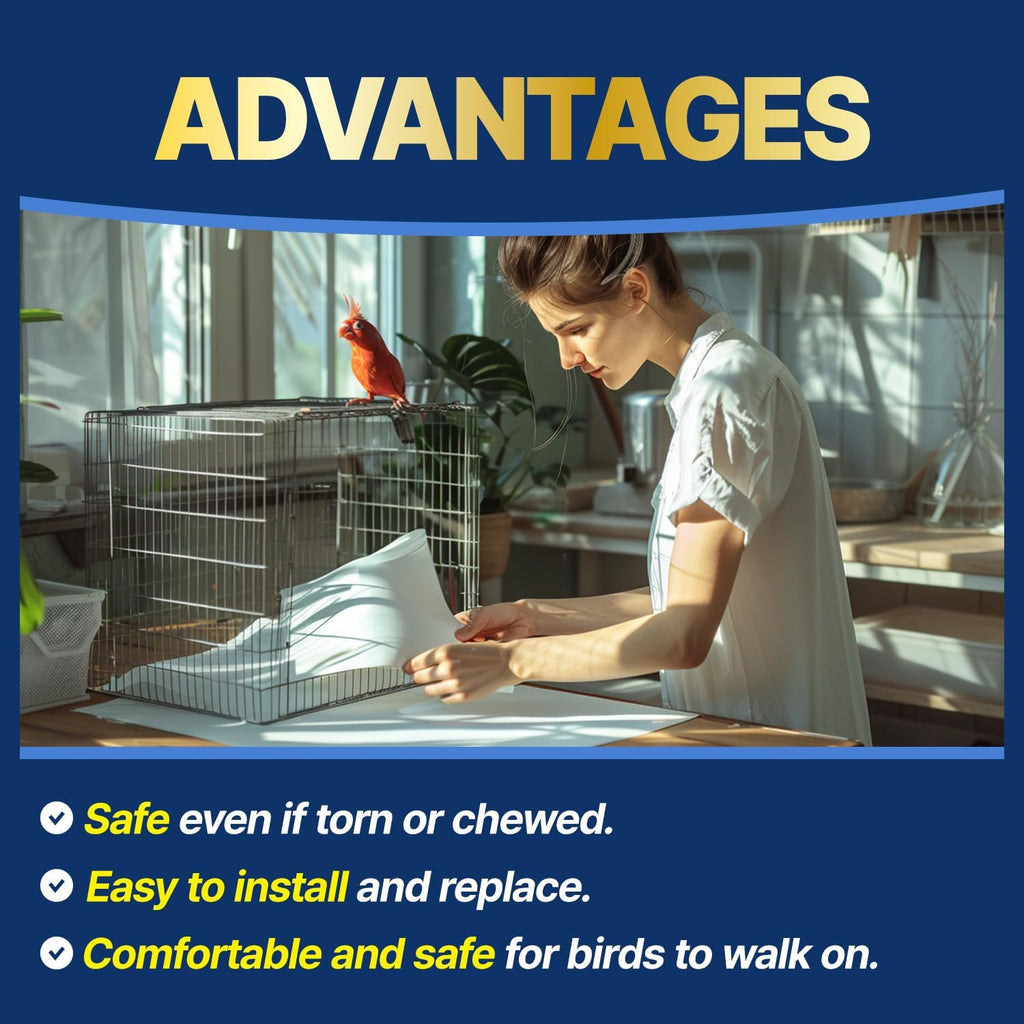 TORTO9 Cage Liner Sheets for Birds – 120 Pack, 11 x 17 in, 1.5 lb | Acid-Free & Non-Toxic Paper | Safe Pet Bedding