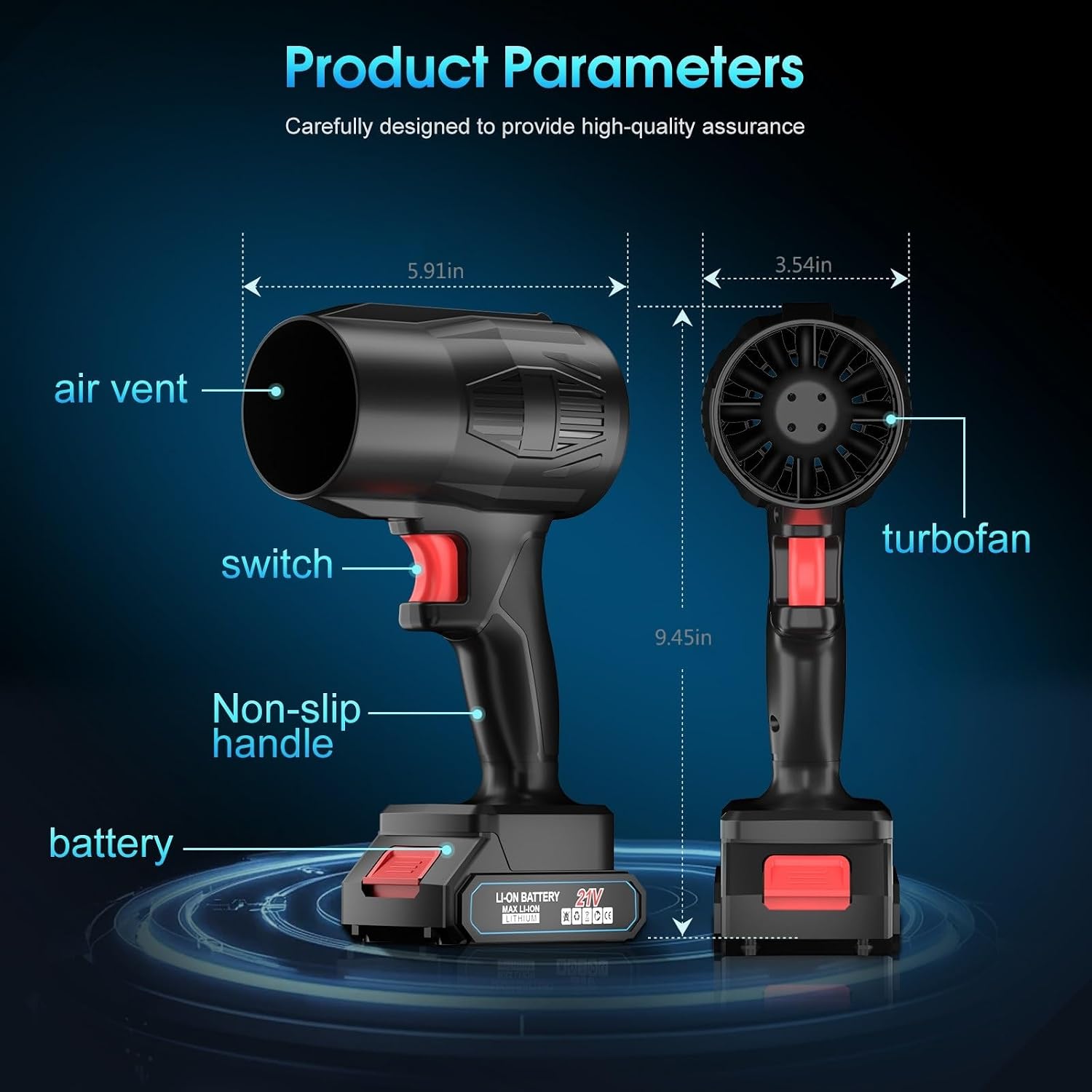 Leaf Blower, Electric Cordless Leaf Blower，Lightweight Handheld Blower | 990000 RPM High-Speed,6000MAh Large-Capacity