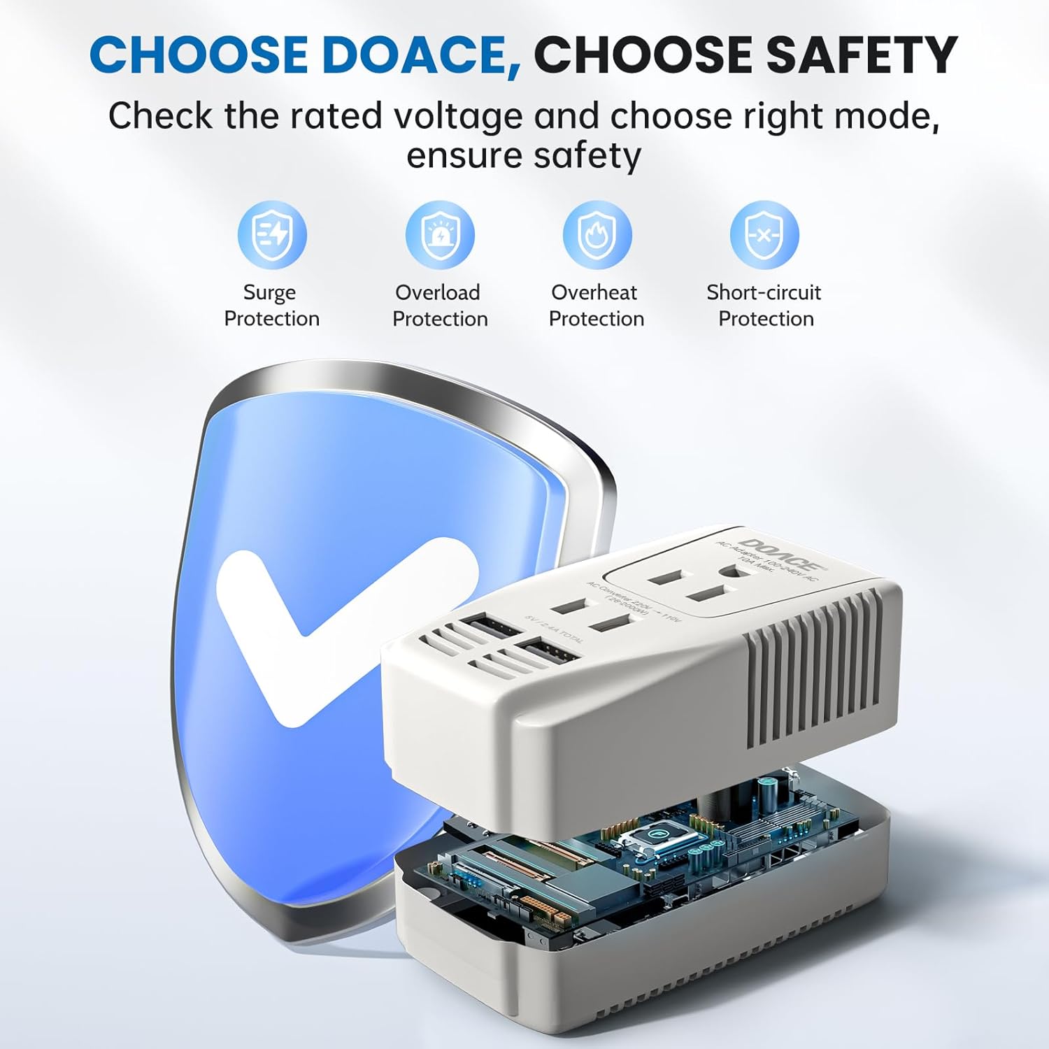 Upgraded 2000W 220V to 110V Converter for European Travel, Voltage Converter US to Europe for Hair Dryer Straightener