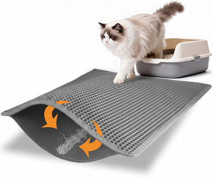 Cat Litter Mat Double Layer Waterproof Urine Proof Trapping Mat 1 Pack (Gray, 30x24 Inch (Pack of 1))