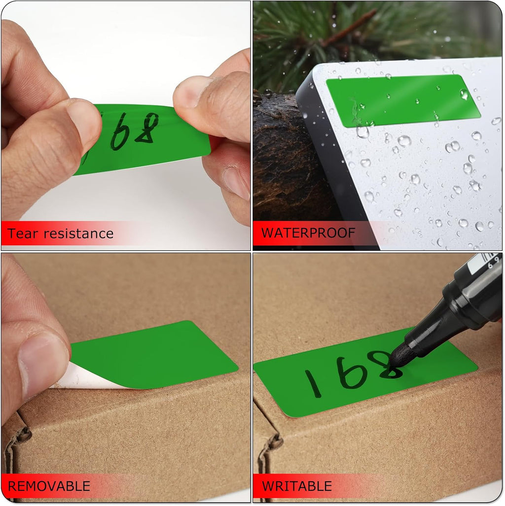 Green Rectangle Labels 2 x 1 Inch Blank Stickers Roll 500 Pcs