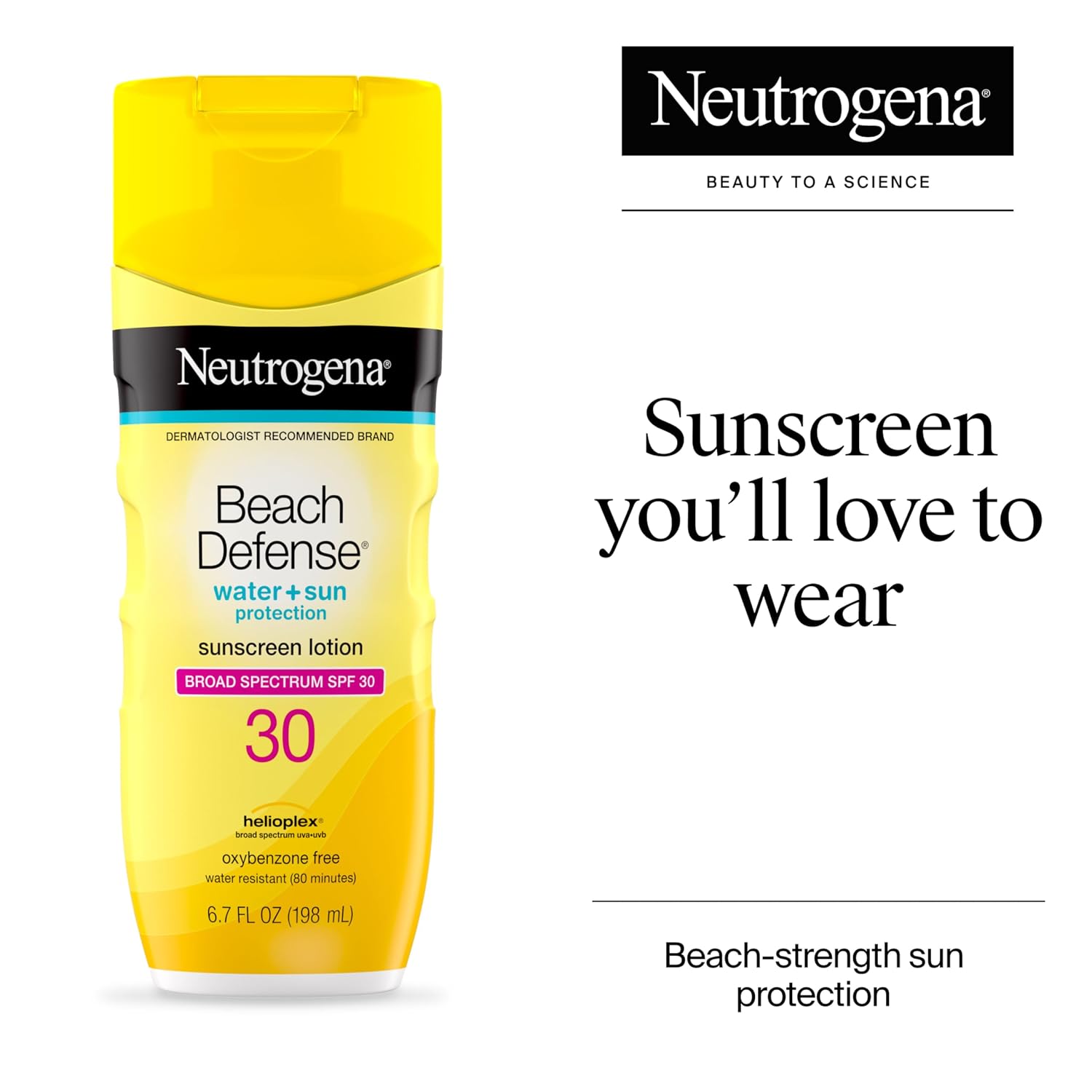 Neutrogena Sunscreen Lotion Beach Defense SPF 30, Face and Body Sunscreen, Hawaii Reef Act 104 Compliant, Octinoxate