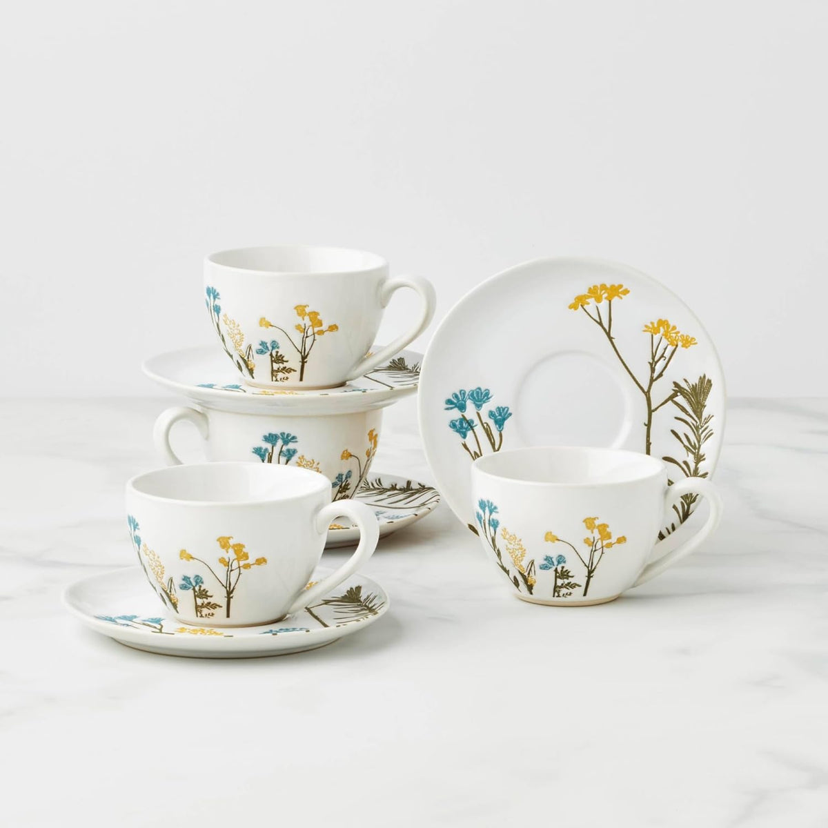 896612 Wildflowers 8-Piece Espresso Cups & Saucers Set