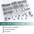 SAE Lock Nuts Assortment Kit, 220PCS Nylon Insert Lock Nut Sets
