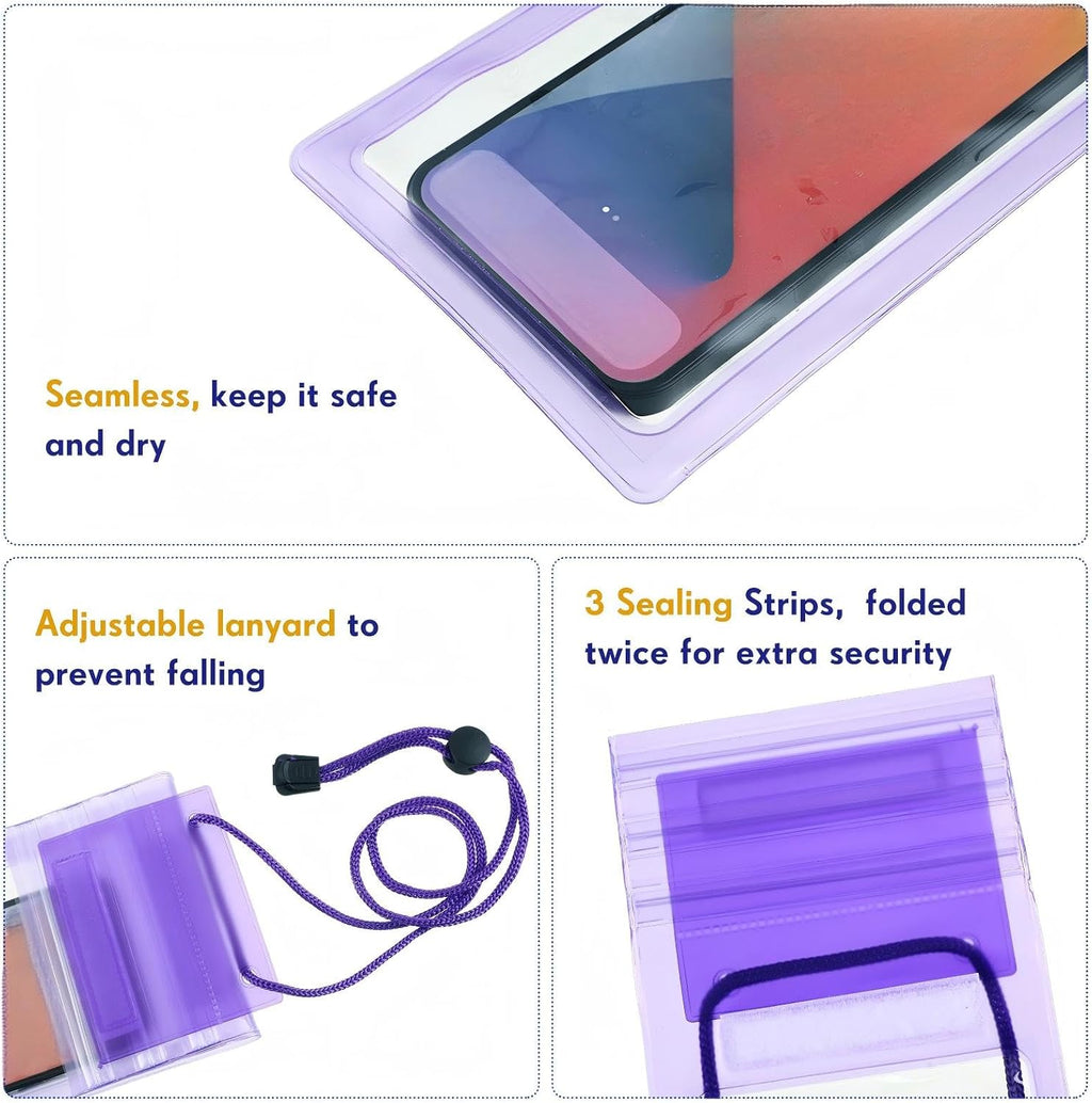 50 Pack Clear Waterproof Phone Pouch Universal Waterproof Phone Case Waterproof Pouch Dry Bag with Lanyard for Water