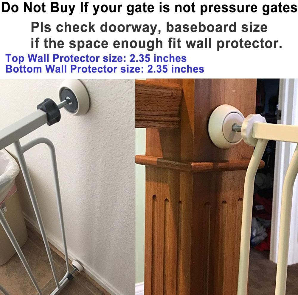 Baby Gate Wall Protector - Protect Walls from Pressure Mounted Pet Dog Gates, 4 Pack White