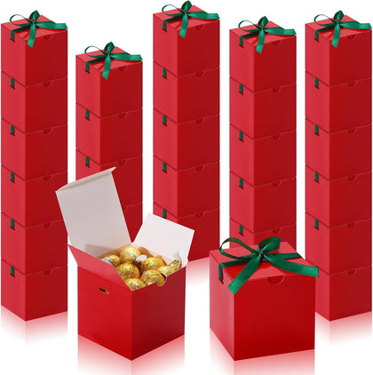 60 Pcs Small Gift Boxes, 3x3x3 in Kraft Paper Gift Box with Ribbons