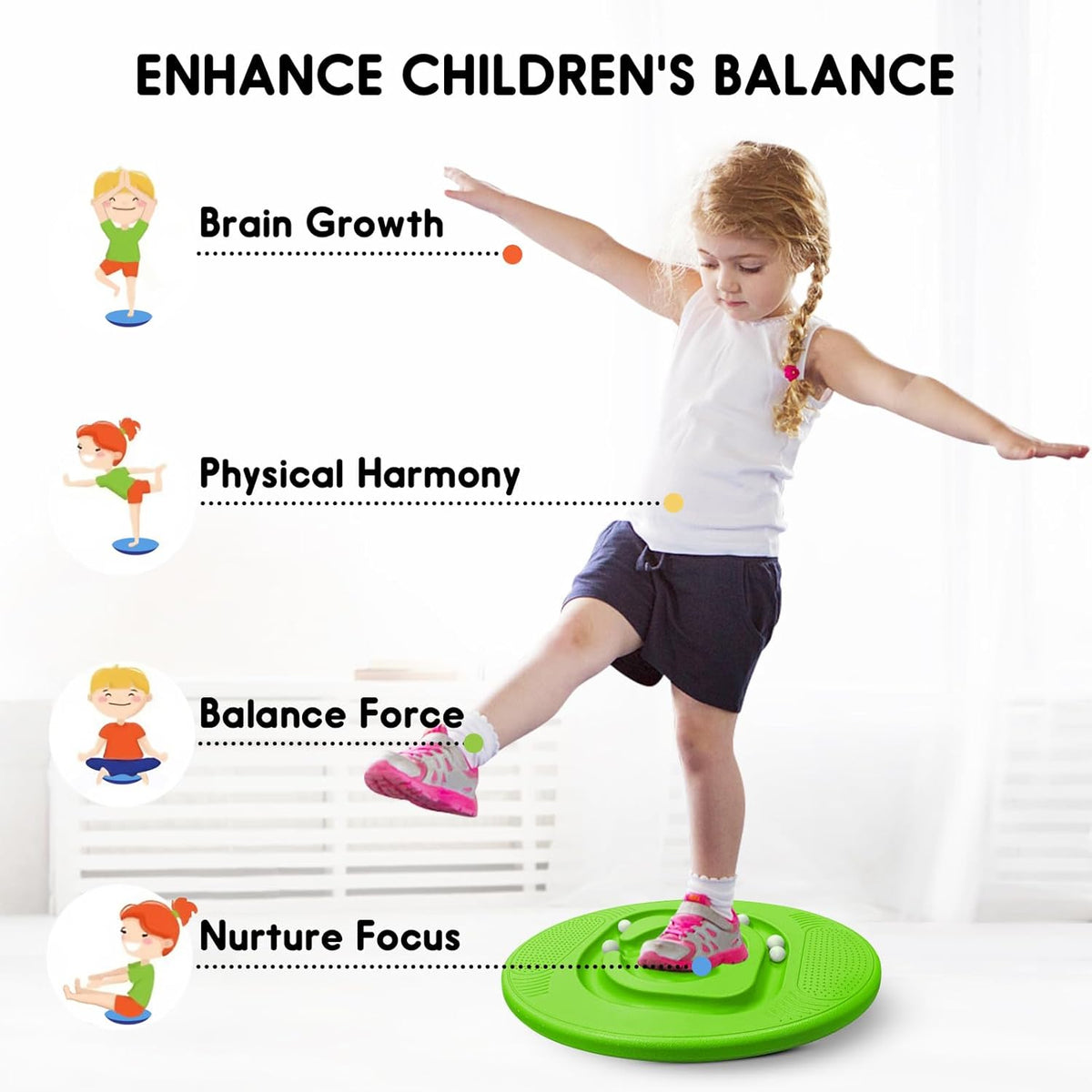 Kids Maze Balance Board - Wobble Trainer for Ski Surf Snowboard, Non-Slip Sensory Rocker Ages 3-12, Core Therapy &