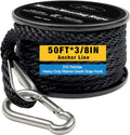 50 Feet Double Braided Nylon Boat Anchor Rope 3/8inch with 316 Stainless Steel Thimble and Heavy Duty Snap Hook