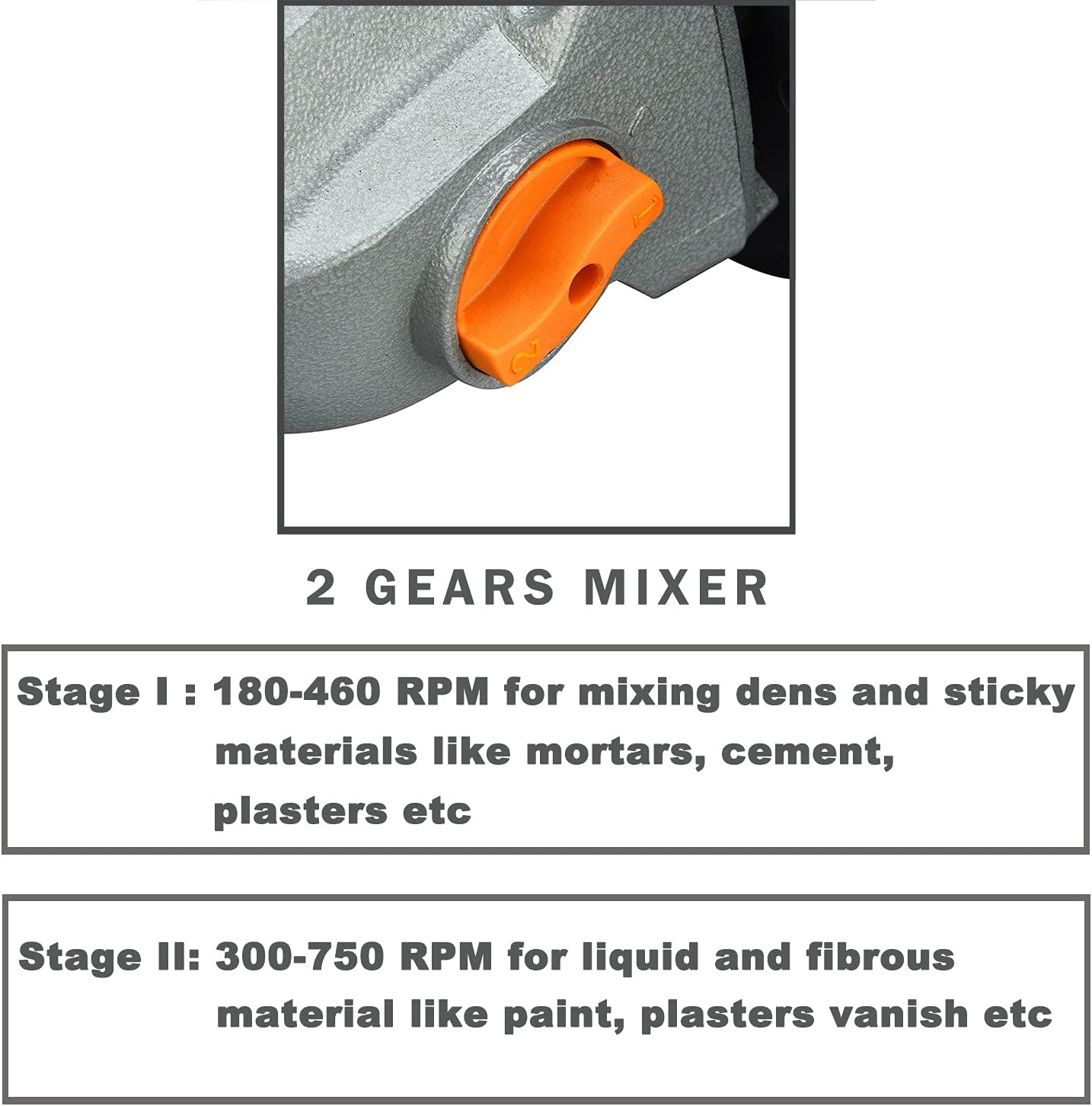Mixer 13A Single Paddle Concrete Mortar Mixer, 5/8" Keyed Chuck, Soft Start, Come w/100mm Large Spiral Mixing Paddle