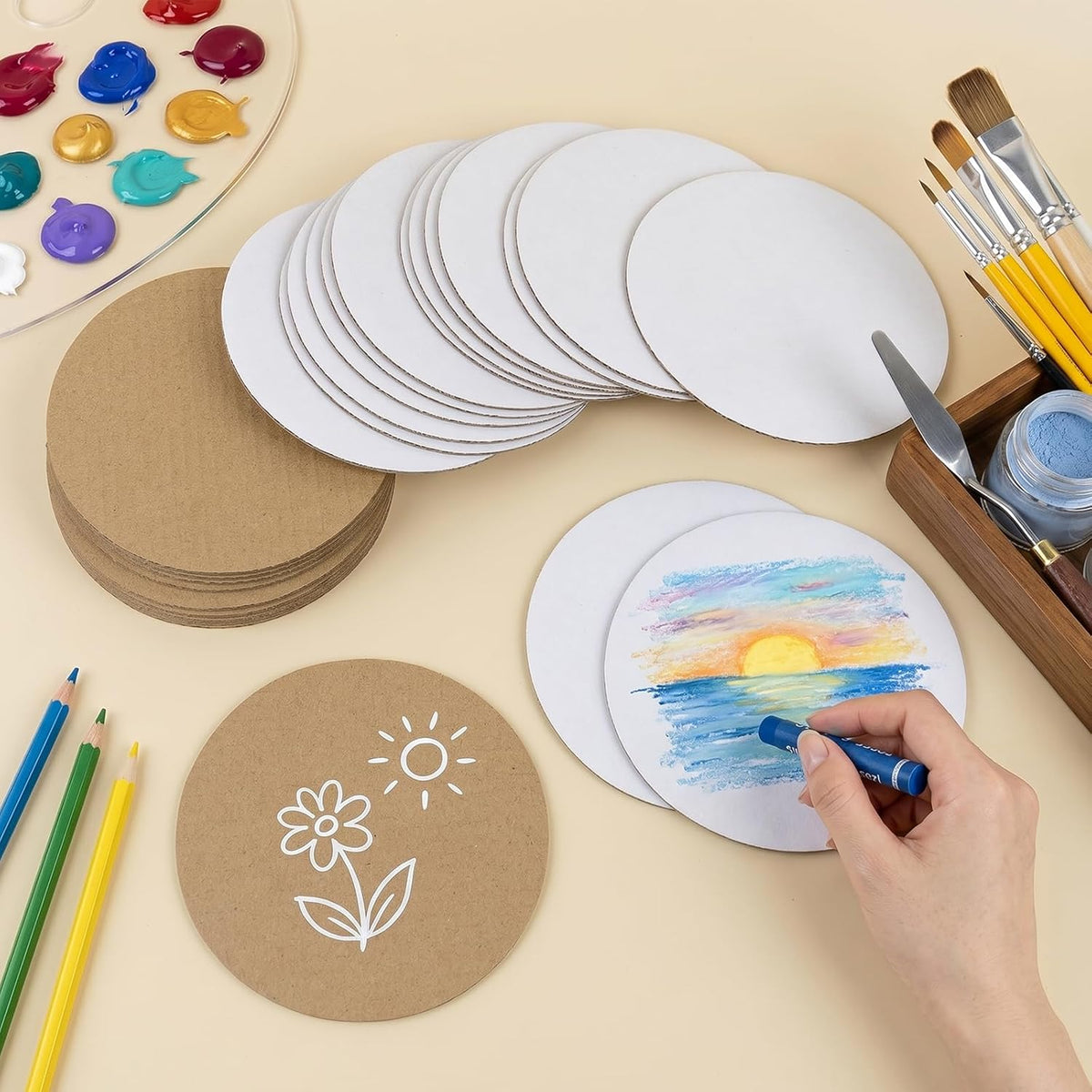 60 Pack 12 Inch Round Circle Corrugated Cardboard Sheets