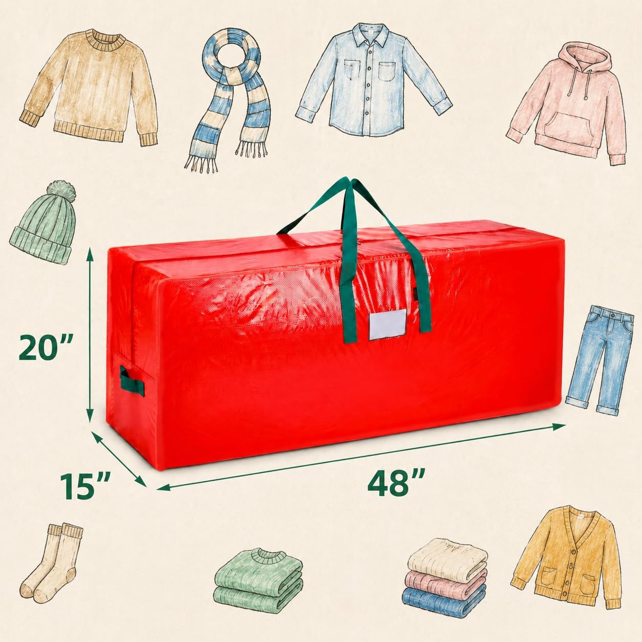 Christmas Tree Storage Bag - Fits Up to 7.5 Foot Xmas Holiday Tree, Zippered Bag, Carry Handles, Durable Waterproof
