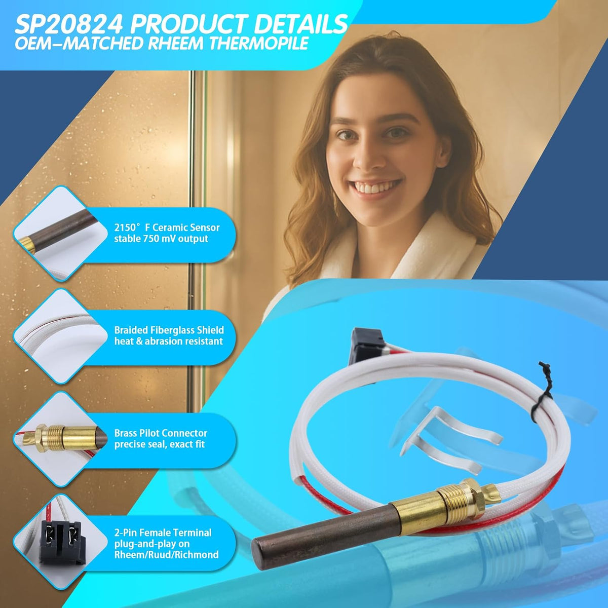 SP20824 SP20754 SP21058 750mV Water Heater Thermopile Replacement