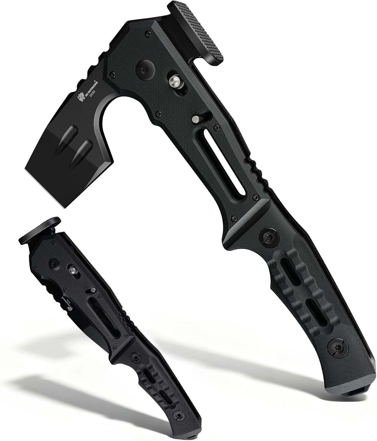 Folding Hatchet Axe with Hammer & Bottle Opener | Compact DC53 steel axe, dual lock, G10 handle, 615g - ideal for