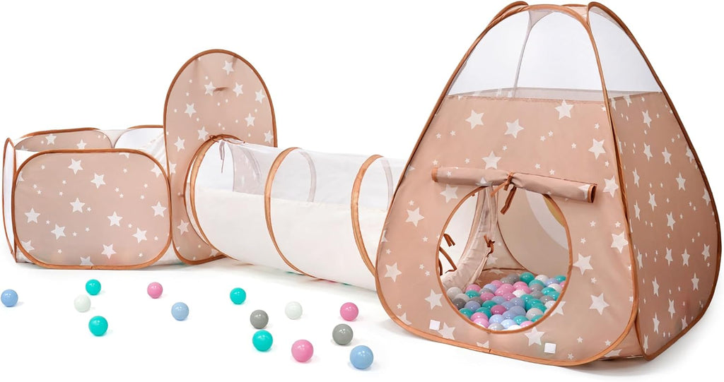 3 in 1 Pop Up Kids Play Tent with Ball Pit Indoor/Outdoor Playhouse | Baby Ball Pit tunnel toys for toddlers 1-3