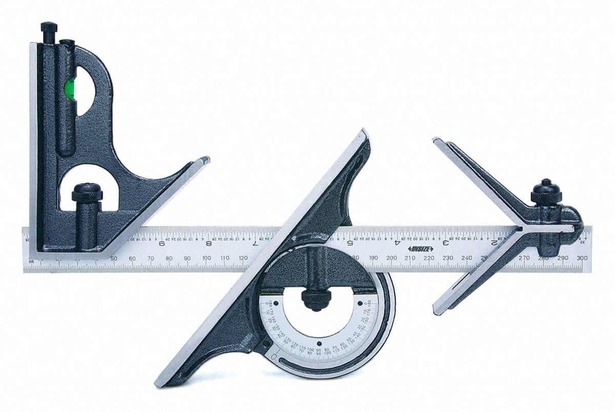 INSIZE 2278-180 Combination Square Set, 1/32", 0.5 mm, 1/64", 1 mm Graduation