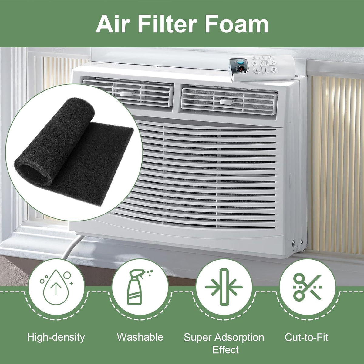 Air Filter Foam Sheet Material Replacement for UNI 12" x 24" x 3/8" Filter