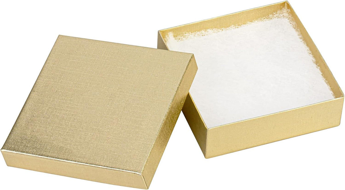 Cardboard Jewelry Boxes 10 Pack - 3.5"x3.5"x1" Bulk Cotton Filled Small Gift Boxes with Lids for Jewelry Packaging