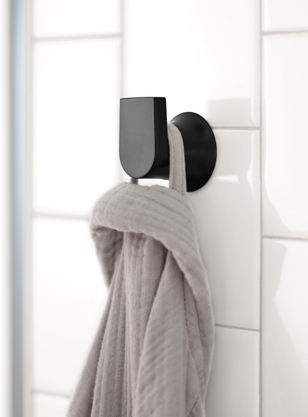 Genta LX Modern Single Robe Hook or Towel Hanger for Kitchen or Bathroom, Matte Black, BH3803BL