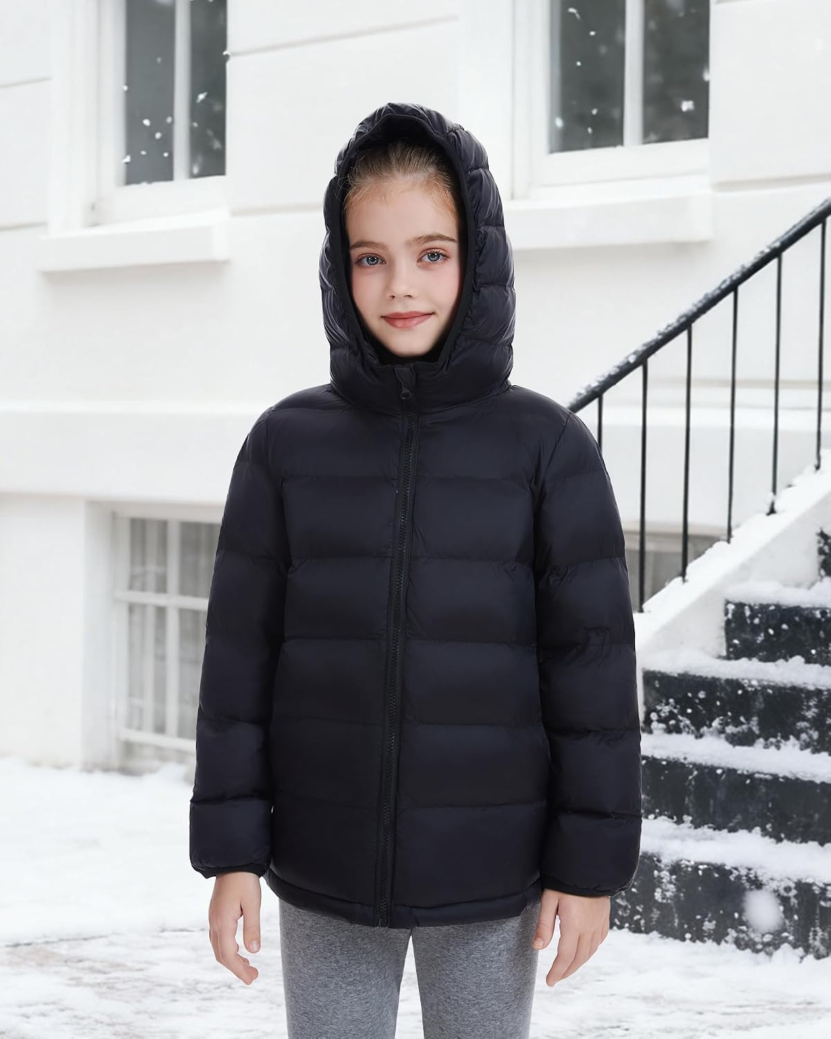 Hooded Puffer Jackets for Girls Lightweight and Packable Autumn a Winter Coat
