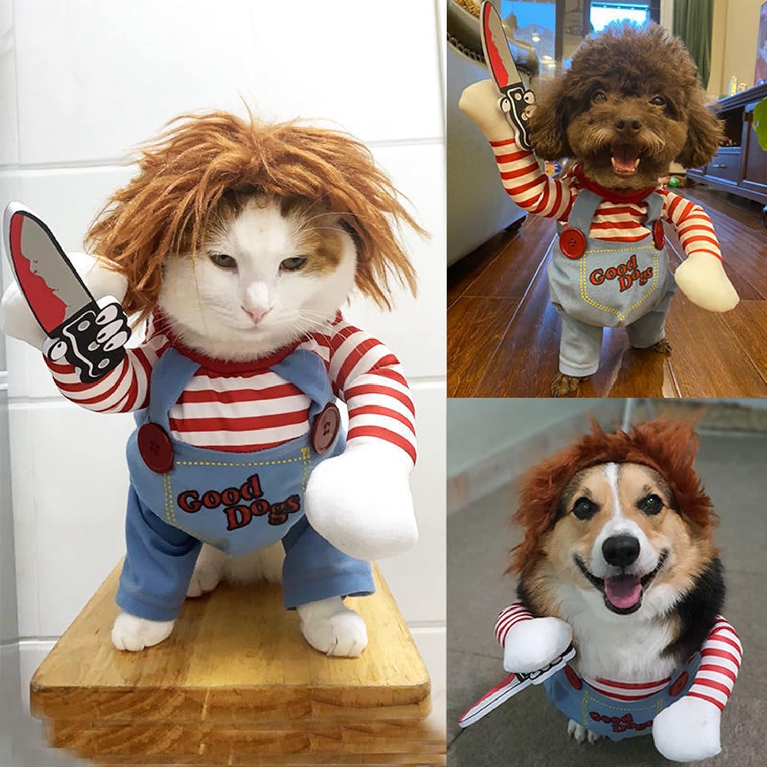 Pet Deadly Doll Dog Costume, Cosplay Halloween Christmas Funny Clothes Party Costume for Small Medium and Large Dogs
