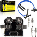 Set of 1 Ignition Coils Pack UF566 22433-AA500 & 4 PCS Iridium Spark Plugs with Wire Set Compatible with Subaru