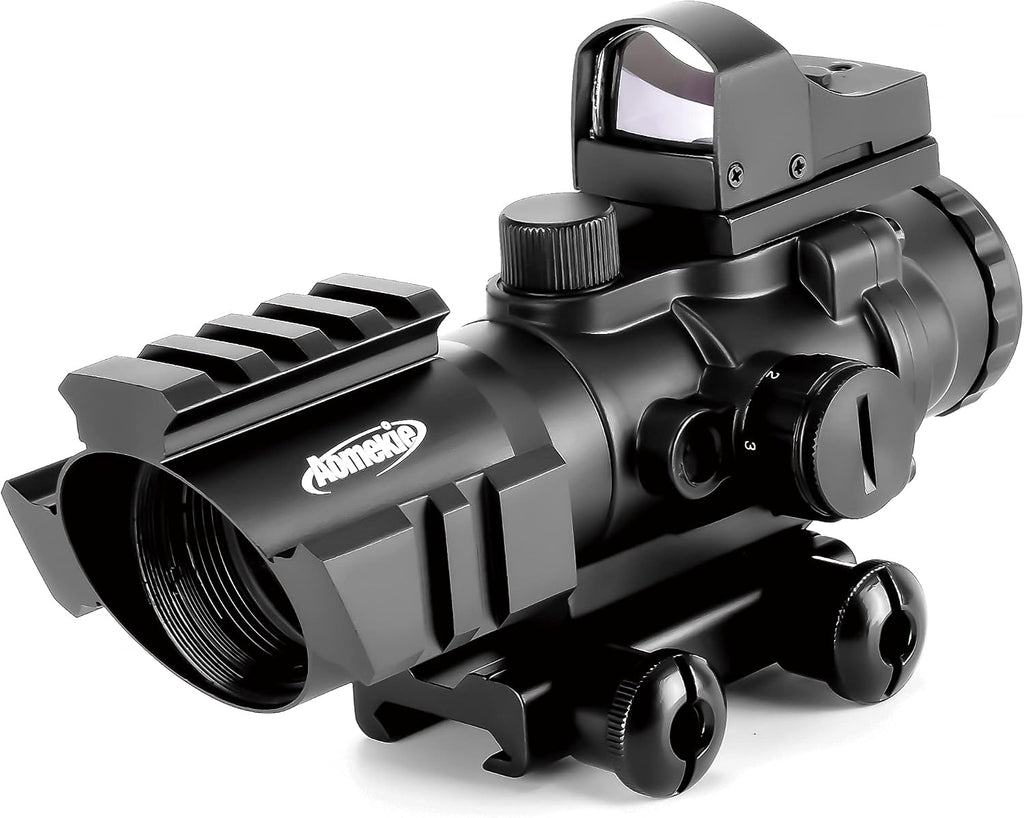 2-in-1 Combo Prism Rifle Scope 4X32 Compact Red & Green Dot Holographic with Adjustable Brightness