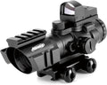 2-in-1 Combo Prism Rifle Scope 4X32 Compact Red & Green Dot Holographic with Adjustable Brightness