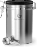 Coffee Canister - 22oz, Airtight Stainless Steel Kitchen Food Storage Container with Date Tracker, Scoop for Grounds