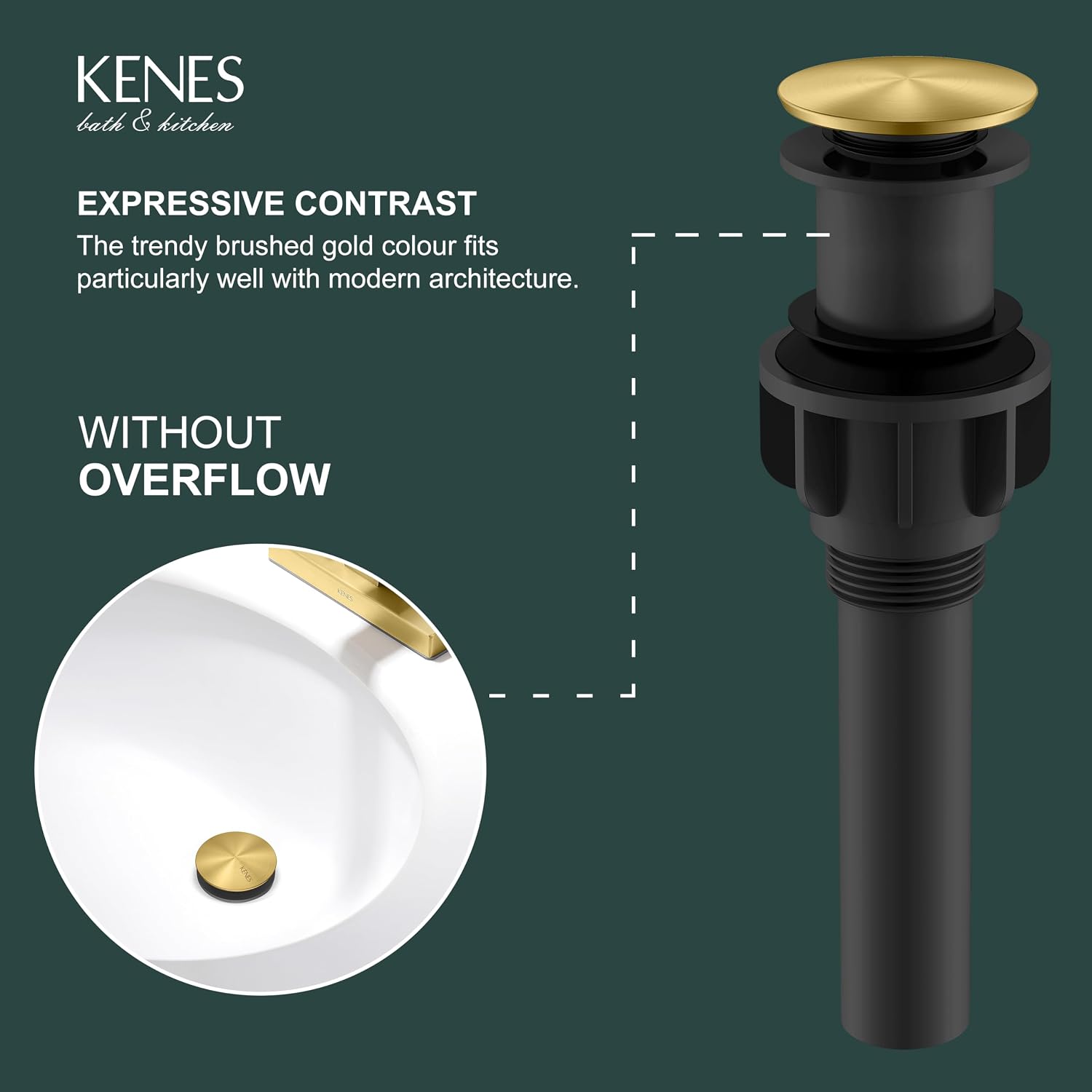 Pop Up Bathroom Sink Drain Without Overflow Brushed Gold Pop Up Drain | Bathroom Vanity Sink Drain Assembly, Built-in