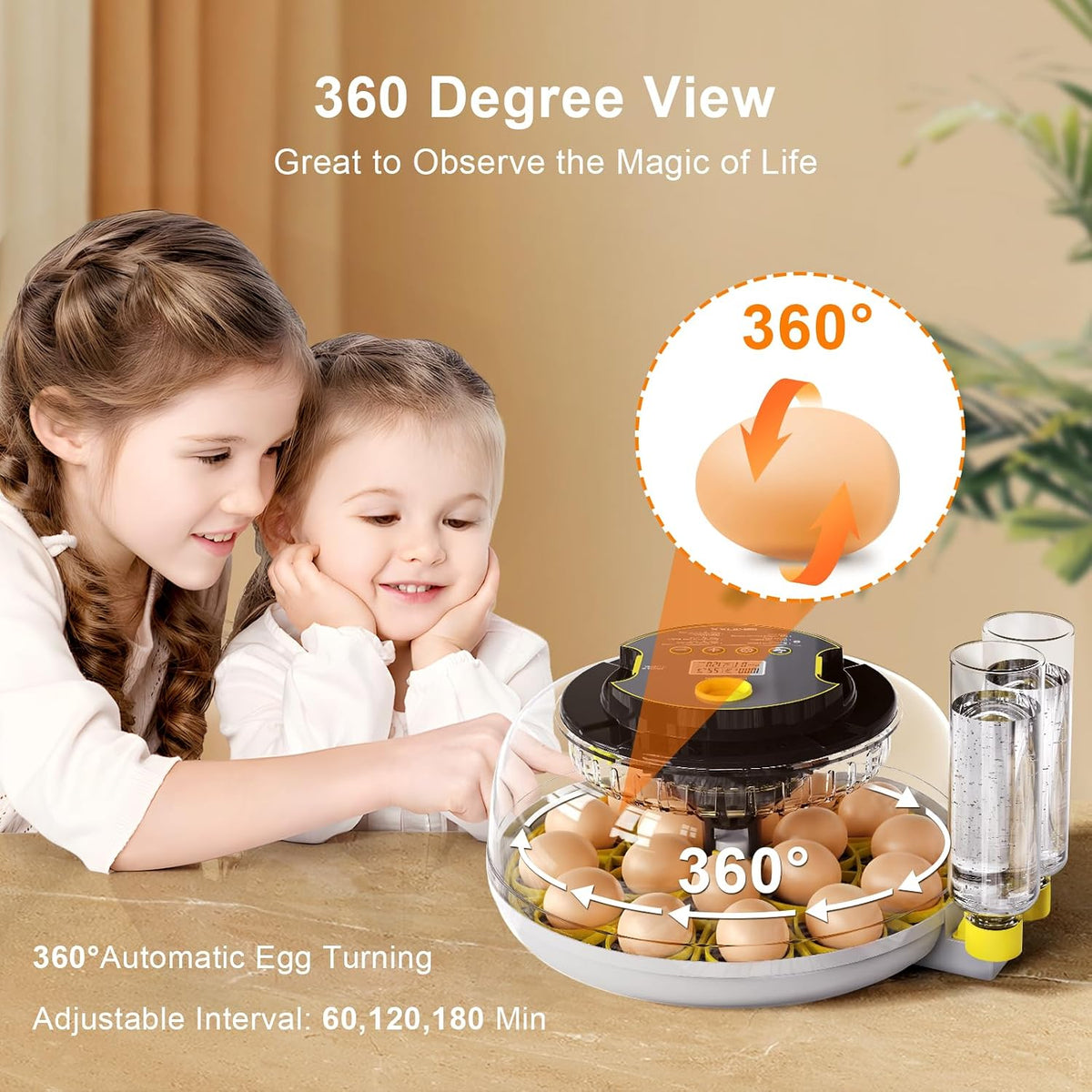 Incubator for Hatching Eggs-18 Egg Capacity, Newly Upgraded Automatic Egg Turner, Temperature & Humidity Control
