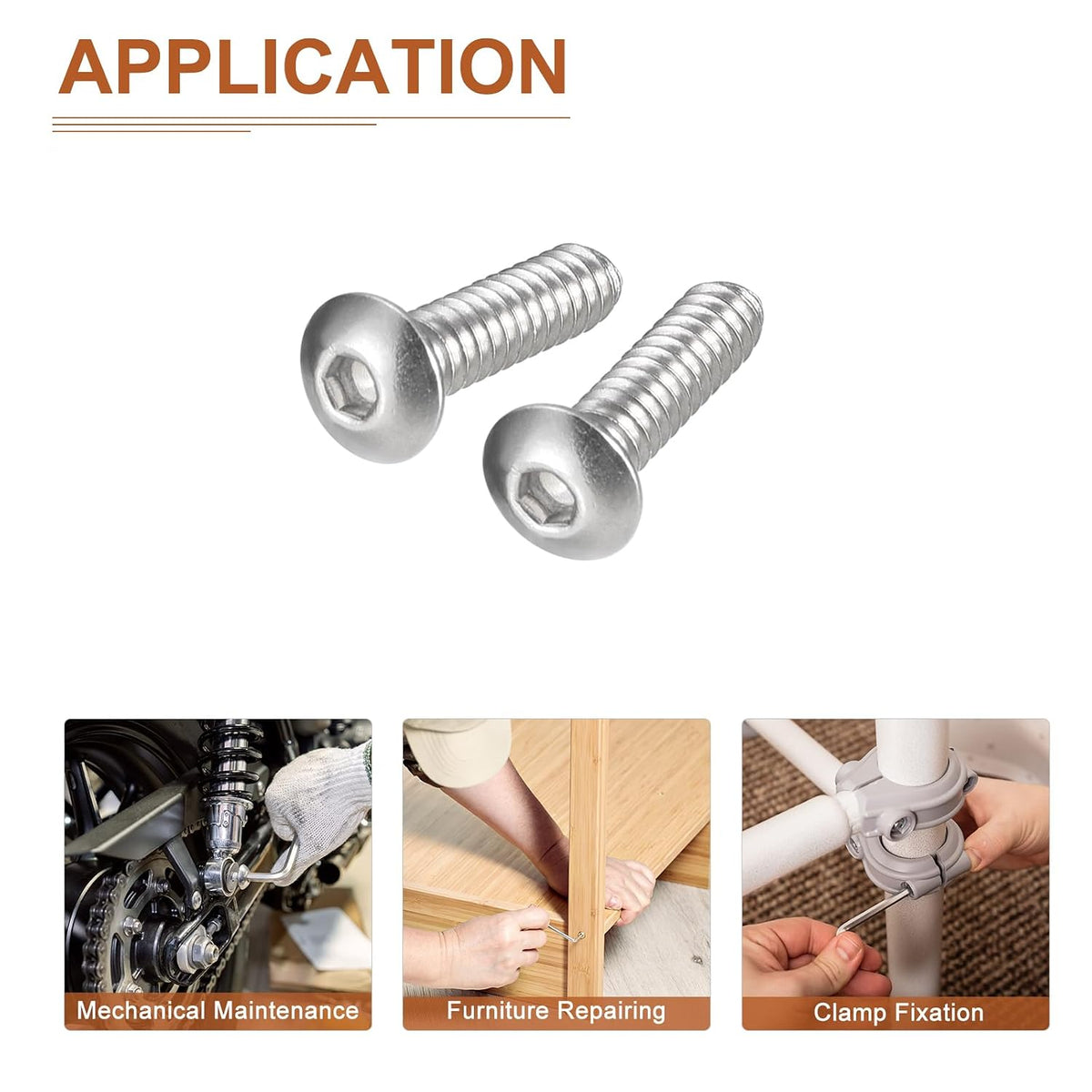 DTGN #6-32x1/2 Button Head Socket Cap Screws - 100Pack - Good for Machine - 304 Stainless Steel 18/8 - Hex Drive Full Thread UNC Fasteners