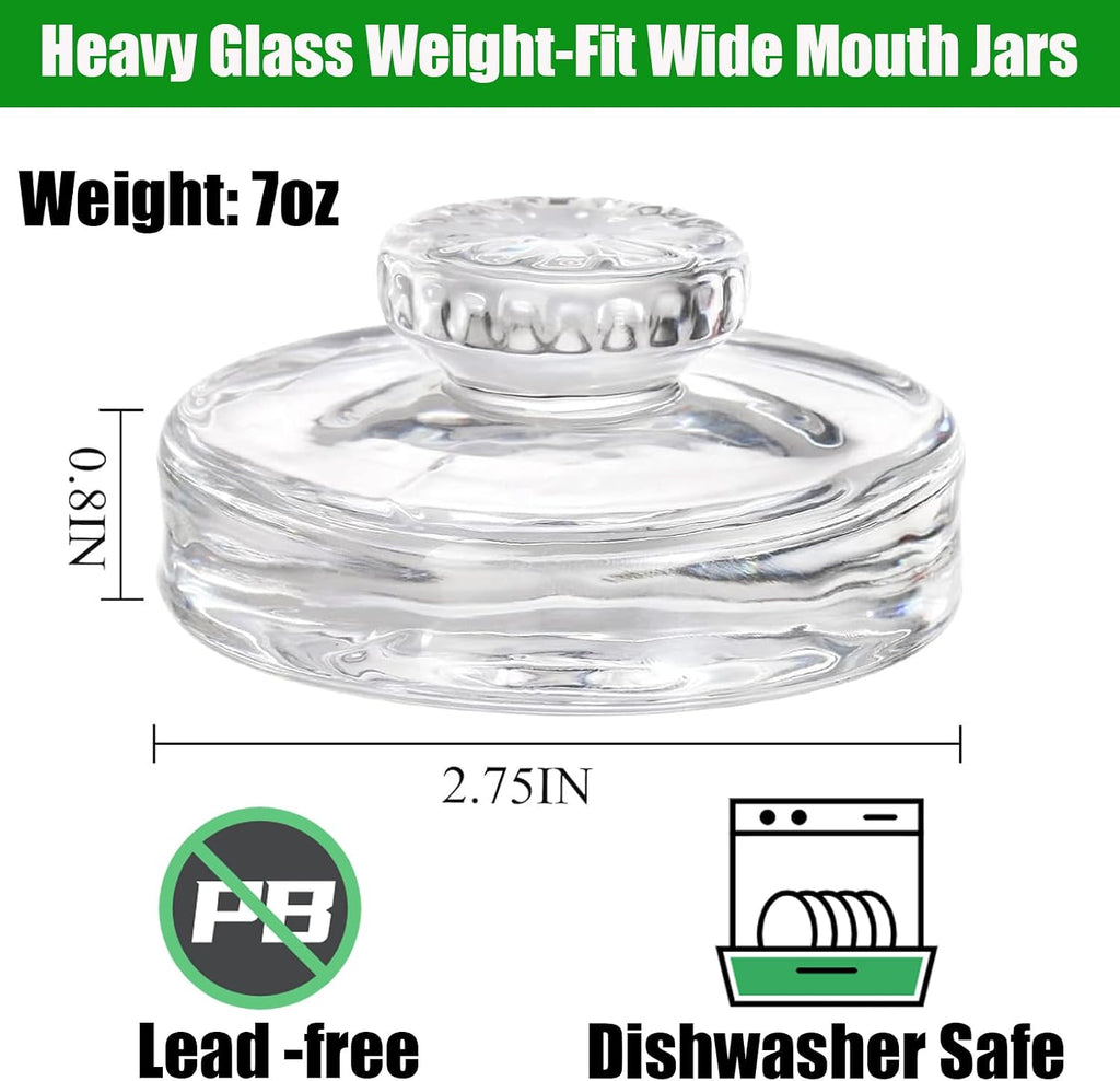 9 Pack Glass Fermentation Weights with Easy Grip Handles, Heavy Glass Fermenting Lids Kit for Wide Mouth Mason Jar