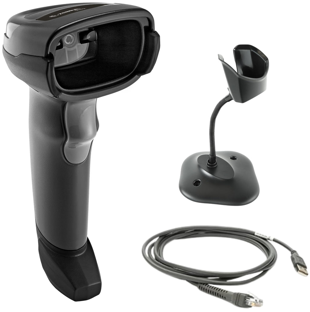 Zebra DS2208 Handheld Barcode Scanner with Stand | 1D/2D, QR Code