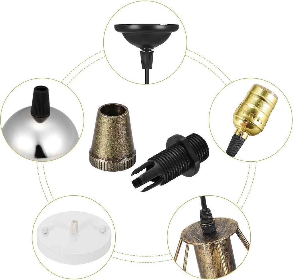 uxcell Cable Glands Strain Relief Cord Connector Grips Metal Bronze 5Pcs for Wiring Hanging Light Ceiling Pendant Lamp