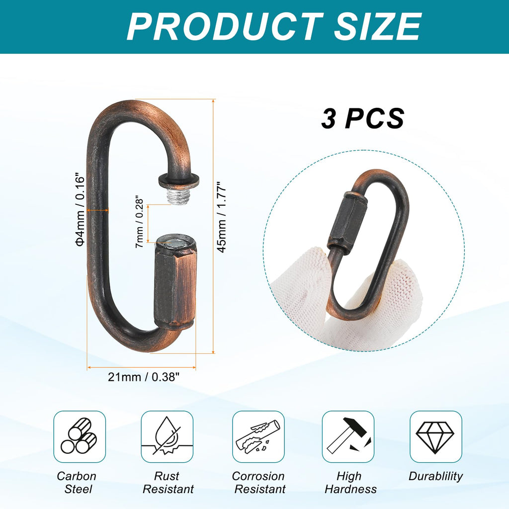 MECCANIXITY Chain Connectors 4mm Thick Red Bronze 3Pack